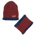 Conjunto de gorro de punto y bufanda granate con forro polar cálido - Conjunto de Gorro y Bufanda / Burdeos