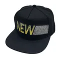Black snapback hat with yellow stitched NEW embroidery and grey side stripe detail - Adjustable / Black