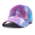 Tie-dye baseball cap with vibrant purple, blue, and pink cotton twill fabric - Adjustable / Purple Blue Pink Tie-Dye