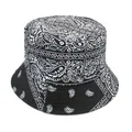 Sombrero de pescador reversible con estampado paisley en blanco y negro para el sol - 56-58cm / Rojo
