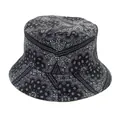 Chapeau de pêcheur d'été à motif cachemire noir et blanc avec protection solaire - 56-58cm / Noir