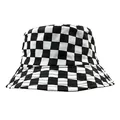 Classic black and white checkered bucket hat in cotton canvas with reinforced stitched brim - Black & White Check