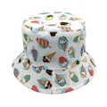 Detailed close-up showing the vibrant ice cream print on the white canvas bucket hat fabric - 56-58cm / Ice Cream White