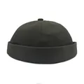 Gorro docker retro de algodón verde militar oscuro con diseño clásico y minimalista - Ajustable / Verde