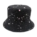 Reversible bucket hat with celestial sun moon and planet print in black and pink - 56-58cm / Black