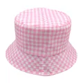 Cappello a secchiello a quadretti rosa e bianco per protezione solare e stile estivo casual - 56-58cm / Rosa