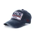 Dettaglio del berretto da baseball in cotone lavato blu navy con toppe ricamate BLACK - Regolabile / Blu navy