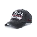 Berretto da baseball vintage lavato antracite con patch ricamata BLACK e dettagli - Regolabile / Nero