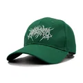 Berretto da baseball gotico in cotone verde scuro con ricamo 3D bianco in stile graffiti - Regolabile / Verde Erba