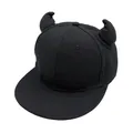Schwarze Baumwoll-Basecap mit Teufelshorn-Dekor für Familie und Outdoor-Sportaktivitäten - Erwachsene 56-60cm / Schwarz