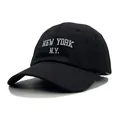 Classic black cotton baseball cap with white NEW YORK N.Y. embroidery on a 6-panel crown - Adjustable / Black