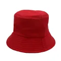 Sombrero de pescador rojo brillante de algodón con ala pespunteada y protección solar - Rojo
