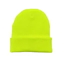 Neon yellow acrylic knit beanie with a folded cuff for winter warmth and outdoor visibility - Neon Yellow