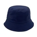 Vista superior de sombrero de pescador azul oscuro en algodón con ala cosida y copa plana - Azul marino