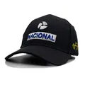Black Ayrton Senna baseball cap with Nacional 3D embroidery and yellow side signature - Adjustable / Black