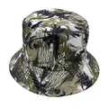 Sombrero de sol reversible con estampado de palmeras tropicales para protección solar - 56-58cm / Negro (Reversible con Estampado Tropical)