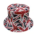 Omkeerbare katoenen vissershoed met Britse vlag Union Jack-patroon en vintage afwerking - 56-58cm / Vintage Verweerde Union Jack (Stijl 3)