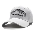 White cotton baseball cap featuring black California and San Francisco embroidery - Adjustable / White