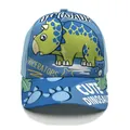 Blaue Kinder Baseballkappe mit Cartoon Triceratops Dinosaurier-Print und gebogenem Schirm - Verstellbar / Himmelblau