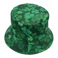 Green bucket hat with shamrock print for St. Patrick's Day sun protection - One Size / Green