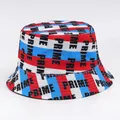 Prime letter print fisherman hat with red, white and blue stripes for sun protection - One Size 58cm / Striped