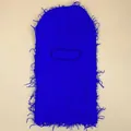 Blaue Strick-Sturmhaube mit Fransen-Detail für Winter-Outdoor-Skiausrüstung - Einheitsgröße / Blau
