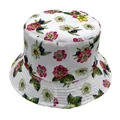 Detailed close-up of a white bucket hat featuring vintage floral and rose patterns - One Size (58CM Circumference) / Pastoral Floral Red Rose Style 6