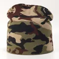 Classic jungle camouflage knit beanie hat for men and women with warm acrylic fabric - One Size / Green Camouflage