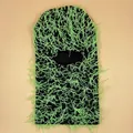 Knitted balaclava mask in black and neon green hairy texture for winter warmth - One Size / Black and Neon Green