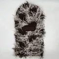 Knitted camo balaclava hat in brown and cream thick yarn with single eye opening design - One Size / Coffee Beige