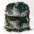 Army green and black camouflage ghillie camouflage knitted hat with long fiber fringes - One Size / Army Green