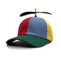 Cappellino da baseball patchwork arcobaleno con elica girevole e perline colorate - Adulto 56-59cm / Tesa Verde Stile 2