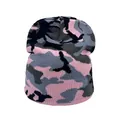 Pink and grey camouflage jacquard knit beanie for winter warmth and outdoor style - One Size / Pink Camouflage