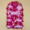 Pink knit balaclava with long colorful tassels and single eye opening mask - One Size / Pink Camouflage