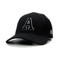 Black cotton baseball cap with white 3D embroidery letter A and side logo design - Black / Adult Head Circumference 56-60CM