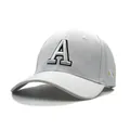 Close-up of white cotton baseball cap featuring 3D letter A embroidery and side detail - White / Adult Head Circumference 56-60CM