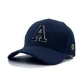 Detailed close-up of navy blue baseball cap with 3D letter A embroidery and twill cotton texture - Navy Blue / Adult Head Circumference 56-60CM