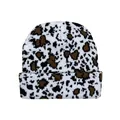 Knitted beanie hat featuring a black and white cow leopard animal pattern print - One Size / Black Brown Animal Print (Style 6)