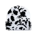 Knitted beanie hat featuring a stylish black and white cow pattern print with a folded cuff - One Size / Classic Black White Cow Print (Style 7)