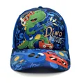 Blue kids baseball cap with cartoon dinosaur playing guitar and Dino Music print - Adjustable / Dinosaur Guitar