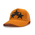 Cappello trucker arancione con stelle nere, retro in rete e visiera in cotone - Regolabile / Arancione