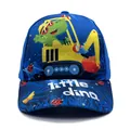 Blue dinosaur cartoon kids baseball cap with little dino print and excavator design - Adjustable / Dinosaur Excavator