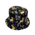 Kids black bucket hat with yellow excavator patterns and Work Zone graphic prints - Kids 54cm / Black
