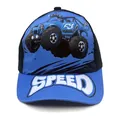 Cappellino baseball bambino blu e nero con stampa monster truck e scritta SPEED sulla visiera - Regolabile / Monster Truck Blu