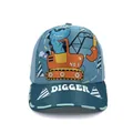 Berretto da baseball per bambini con dinosauro blu e stampa escavatore arancione - Regolabile / Escavatore Dinosauro