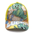 Kids baseball cap in bright yellow with cartoon dinosaur on skateboard print - Adjustable / Skateboard Triceratops Yellow