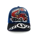 Kids fire truck baseball cap in navy blue and black with cartoon pumper truck - Adjustable / Water Spraying Fire Truck