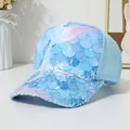 Blue mermaid sequin baseball cap for girls with gradient scales and sun protection - One Size / Mermaid Style 1 Blue
