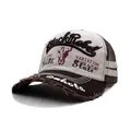 Vintage Trucker Cap mit BlackRebel Stickerei und Netzgewebe in Braun und Beige - Verstellbar / Kaffeebraun