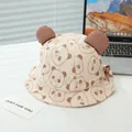 Cappello da sole panda per neonati in velluto a coste con orecchie 3D e fiocco - 48cm / Beige Con Orecchie Marroni